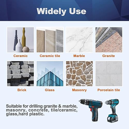 Miniatura 6 de BRSCHNITT - Juego de brocas de núcleo de diamante seco, broca de 2 pulgadas (1.969 in) con vástago triangular para azulejos de porcelana, piedra