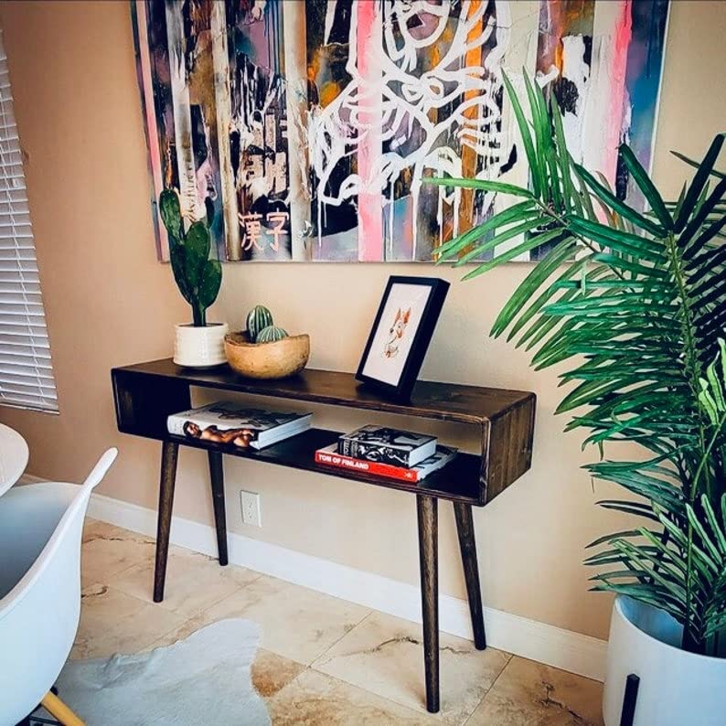 IThree Wooden Console Table for Living Room | Study Table Solid sheesham Wooden with Natural Teak Polish