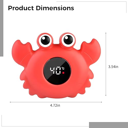 Miniatura 2 de Termómetro de baño digital, cangrejo flotante rojo con pantalla LCD, impermeable con respuesta rápida de temperatura