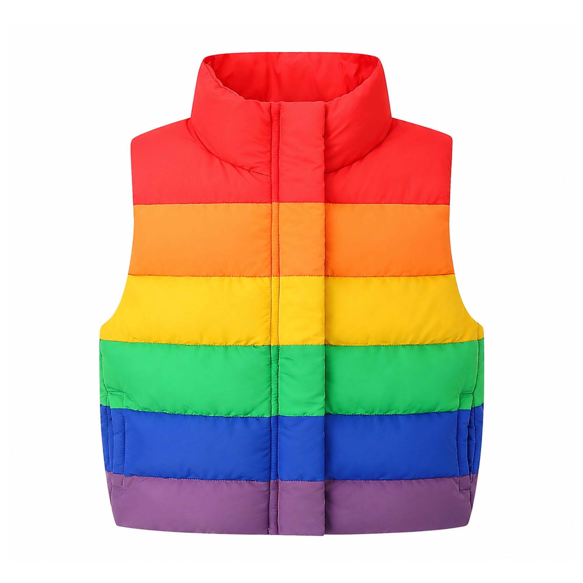 Mud Kingdom Girls Boys Puffer Vest Rainbow Stripes Stand Collar Sleeveless Jacket 2-9 Outerwear Years