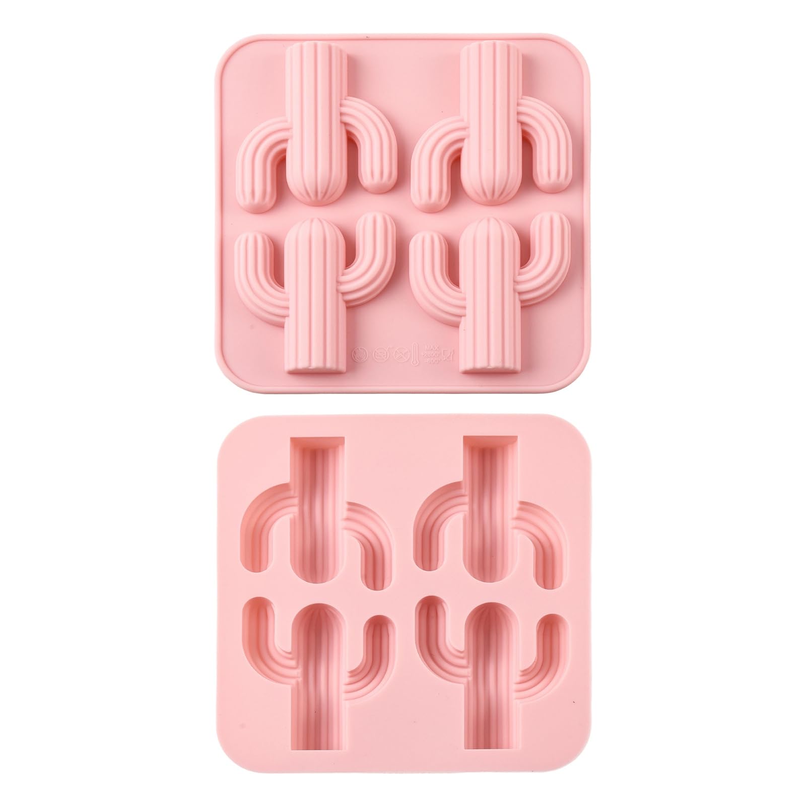 Ornazy 2Pcs Cactus Ice Cube Tray Summer Tropical Cacti Silicone Mould for Chocolate Candy Resin Crafts Handmade Soap Decor