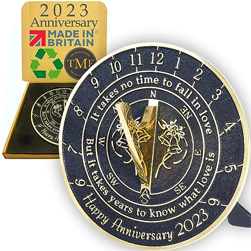 Anniversary Sundial Gift For Any Wedding Anniversary -Love Is 2023- Recycled Metal Home Decor/Garden Present Idea Handmade In The Uk For Parents, Grandparents, Friends, Couples Years Of Marriage #TOP4