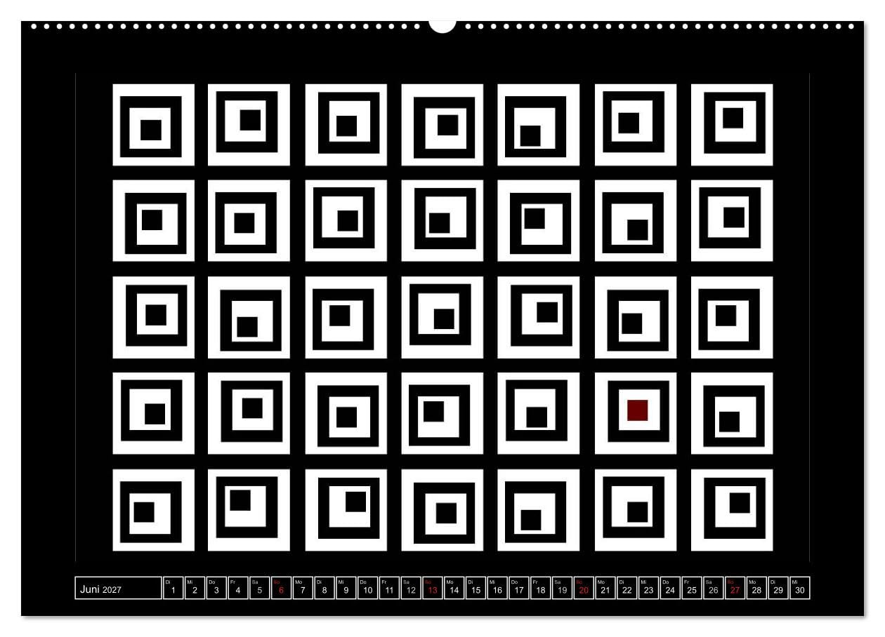 CALVENDO - SCHWARZ, WEIß, ROT (Wandkalender 2027 DIN A2 quer), Monatskalender: Design in schwarz, weiß, rot