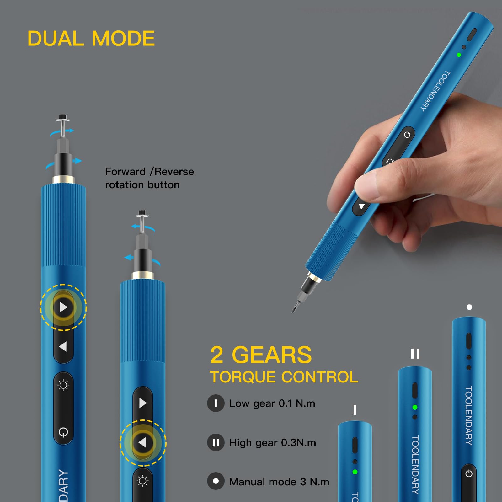 Elektrisch Schraubendreher Sets, 55 in 1 Mini Präzisions Elektro Schraubendreher Kits mit 48 magnetischen Bits, LED Leuchten für Laptop, Brillen-Blau