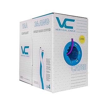 VC VERTICAL CABLE Vertical Cable Cat5e, 350 MHz, UTP, 24AWG, 8C Solid Bare Copper, 1000ft, Purple, Bulk Ethernet Cable - 151 Series