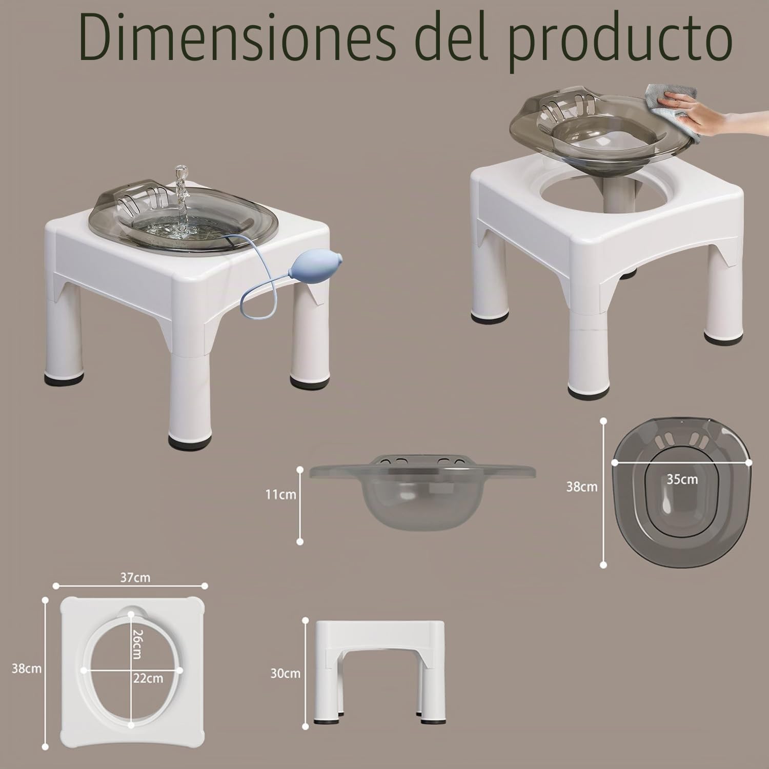 Baño de Asiento,con Manguera de lavado,para Cuidados Posparto, Hemorroides, Embarazadas y Ancianos