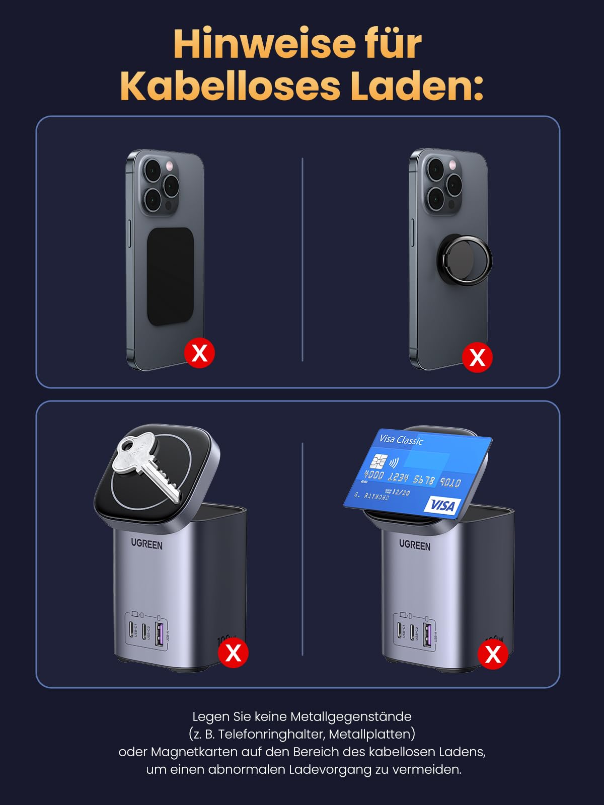 UGREEN Nexode 100W USB C Ladegerät, mit Qi2 15W Magnetisches Ladepad | GaN Netzteil, 4-IN-1 Ladestation, kabelloser Ladeständer für iPhone 12-17 Serien, kompatibel mit MacBook Pro/Air, AirPods