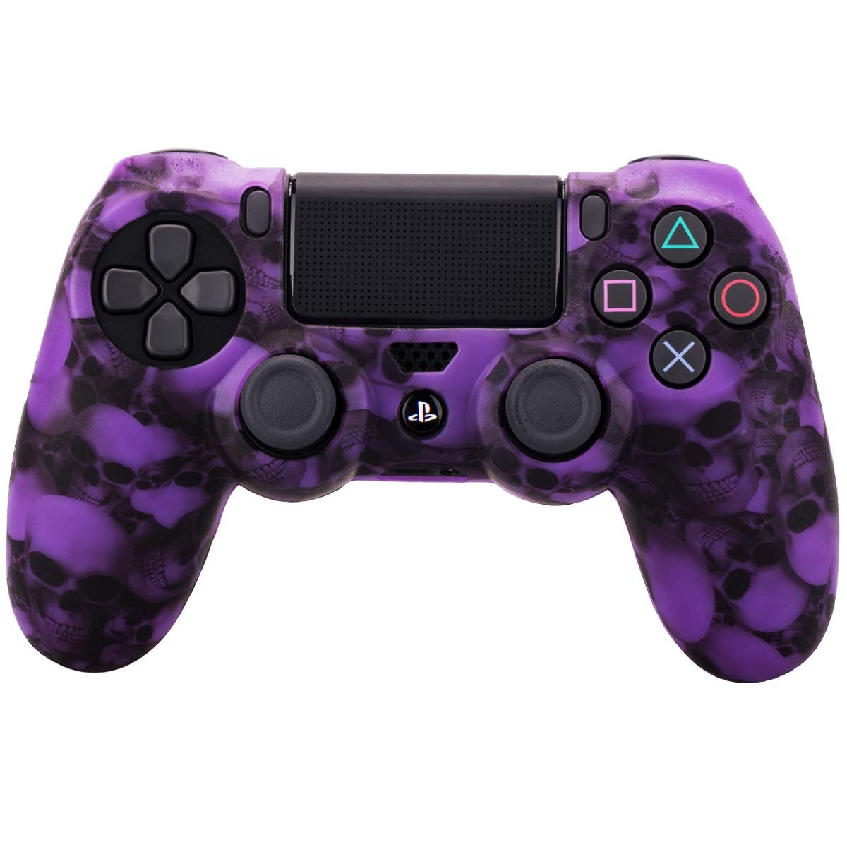 YoRHa Coque en Silicone Motif tête de Mort pour Manette Sony PS4/slim/Pro Dualshock 4 (Violet) avec 8 poignées de Pouce Pro