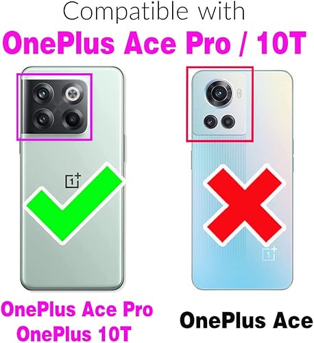 Miniatura 2 de Funda de teléfono para OnePlus 10T 5GOne Plus Ace Pro Wallet con protector de pantalla de vidrio templado y funda delgada de cuero, soporte para