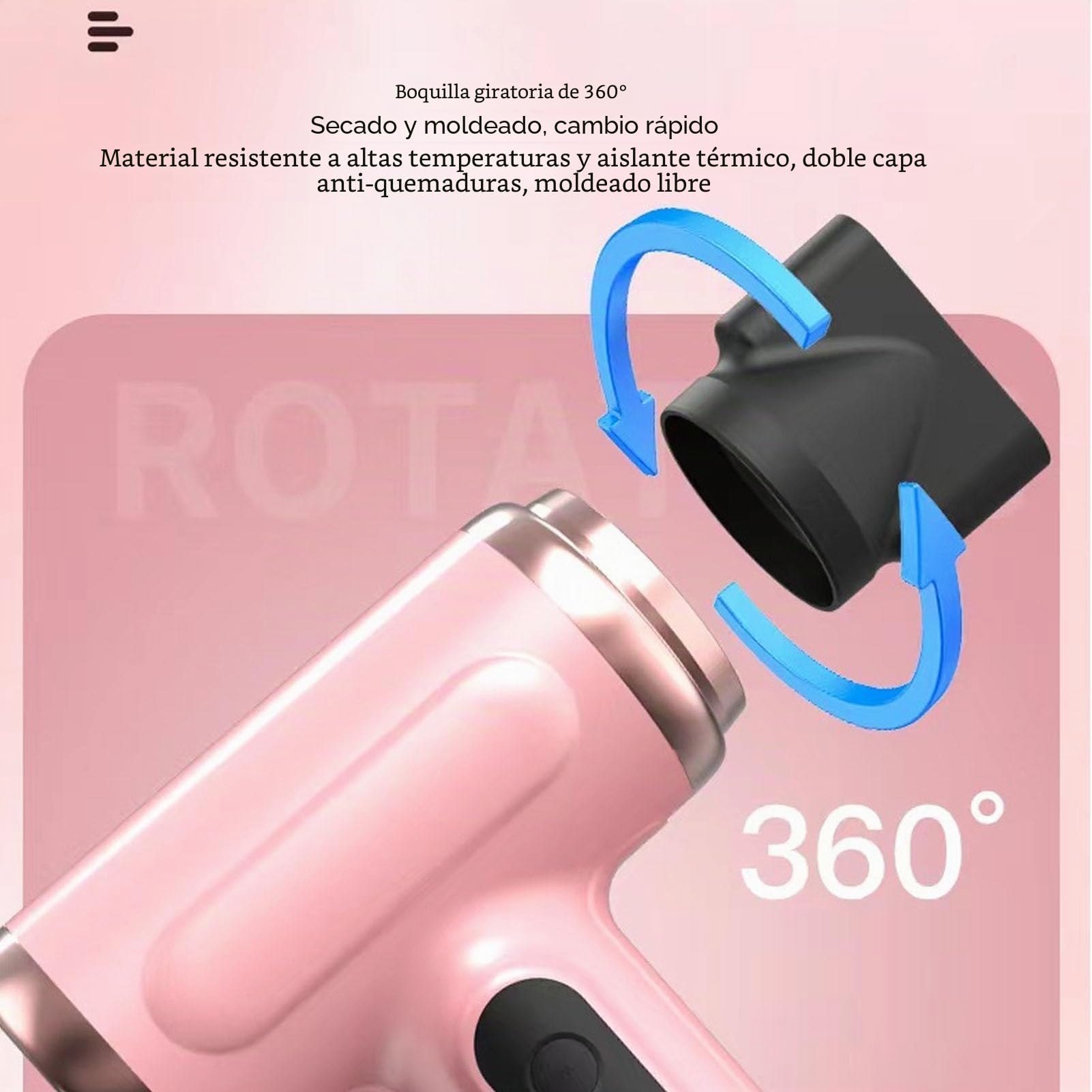 Secador de pelo inalámbrico, secador de pelo de viaje de 200 W, secador de pelo, batería de 15000 mAh recargable por USB, cuidado del cabello a temperatura constante para estudiantes dormitorio