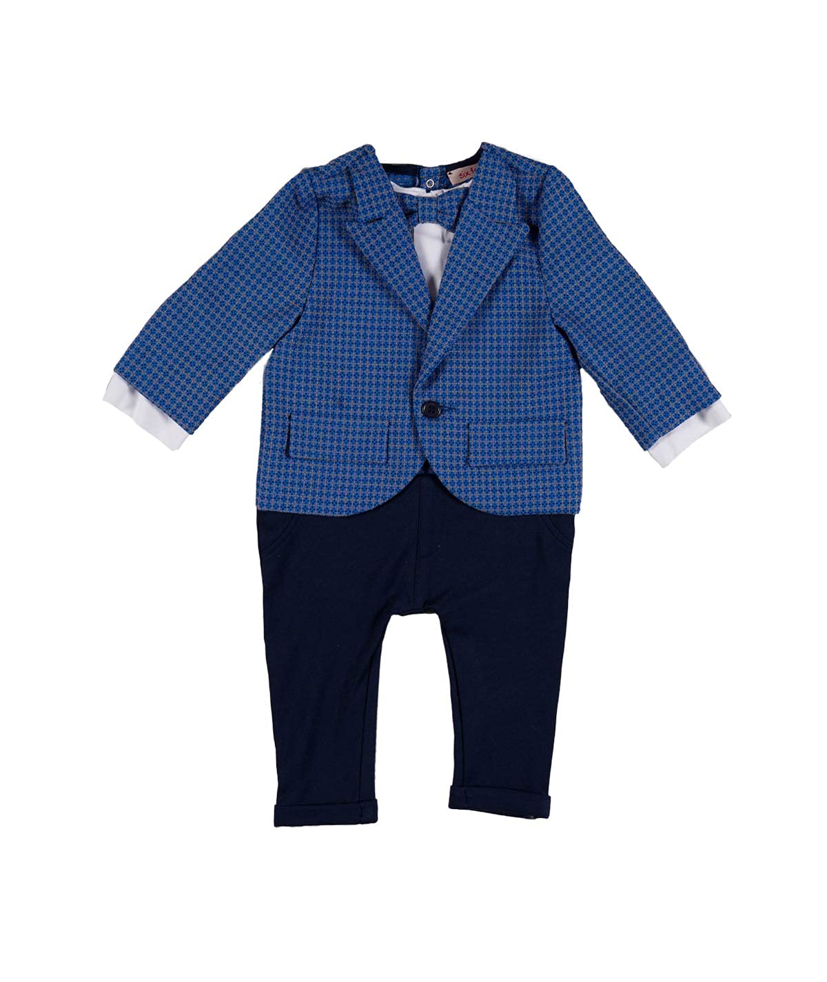 Baby Anzug Jungen Taufanzug Taufstrampler Overall Einteiler Anzug Blau (Blau, 56)