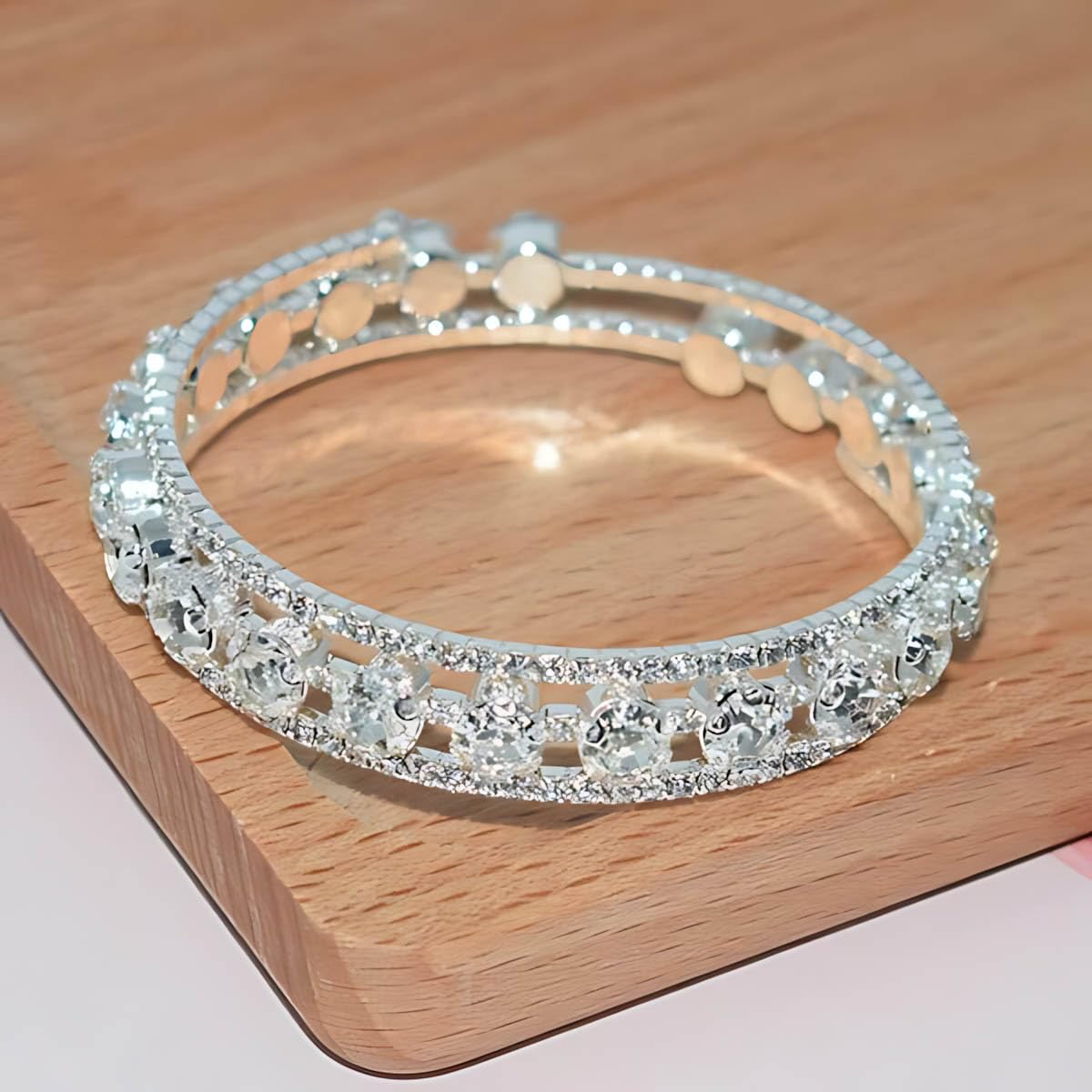 Bracciale da donna con cristalli, per matrimonio, aperto, elegante gioiello