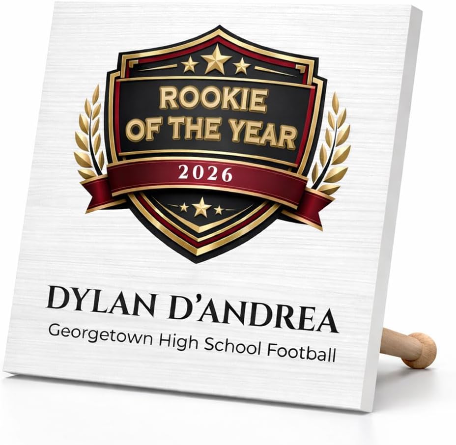Broad Bay Personalized MVP Sports Award Plaque, Custom Player Name Team Year, Solid Wood 10.5 x 10.5 in, End of Season Trophy Gift