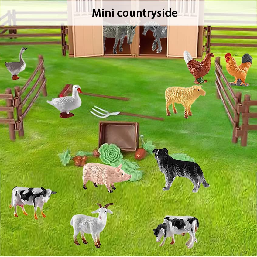 12Pcs Mini Bauernhof Tierfiguren, Bauernhoftiere Set, Realistische Farm Animal Figuren, Farm Stall Geflügel Playset… – Bild 5
