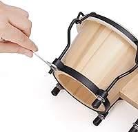 Vista 5 de MUSICUBE Juego de batería Bongo para niños y adultos, de 4 y 5 pulgadas, instrumento de percusión de madera sintonizable hecho a mano con llave