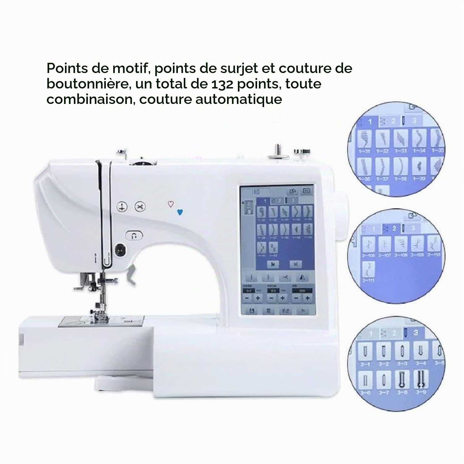 Machine À Broder Électrique, Machine À Coudre Automatique avec Grand Écran Tactile LCD, Outil Broderie DIY, 210 Lettres Intégrées Et 30 Bordures De Motifs, Couture Simplifiée