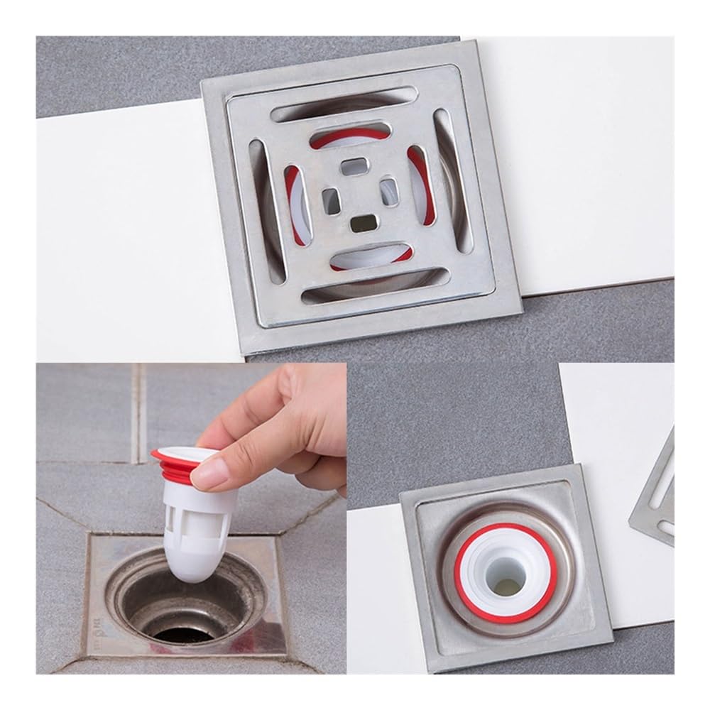 Deo-Abflusskern, WC-, Badezimmer-Bodenabtropfer, Innenkern, Kanalisation, Schädlingsbekämpfung, Silikon, geruchshemmend, Wasserdichtung, kein Geruch, Schwarz, 4 Stück