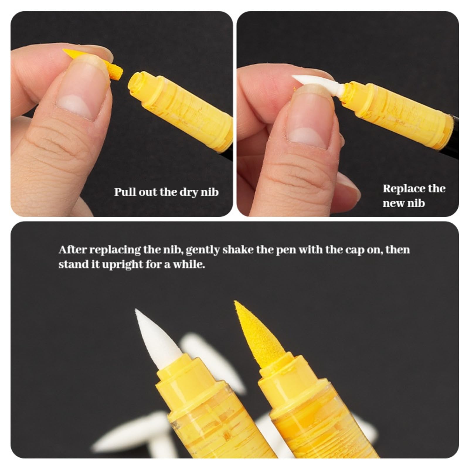 YAYNO 20 Stück Ersatzstifte Für Acrylfarbmarker - Weiche Nylon-Spitzen Zum Nachfüllen