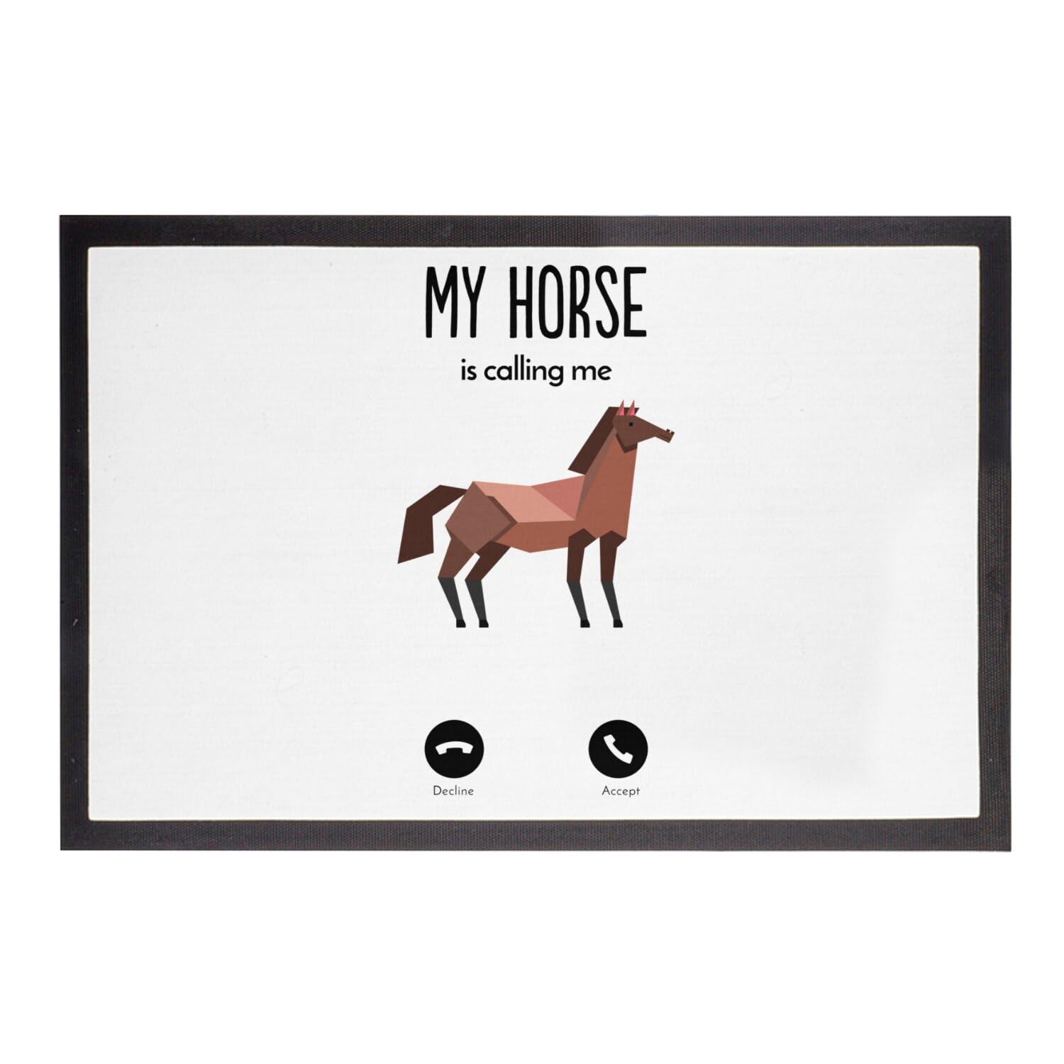Paillasson blanc My Horse is Calling Me tapis animaux déco entrée maison