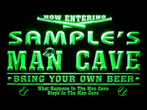 ADVPRO Name Personalized Custom Man Cave Baseball Bar Beer Neon Sign Green 24x16 inches st4s64-qb-tm-g