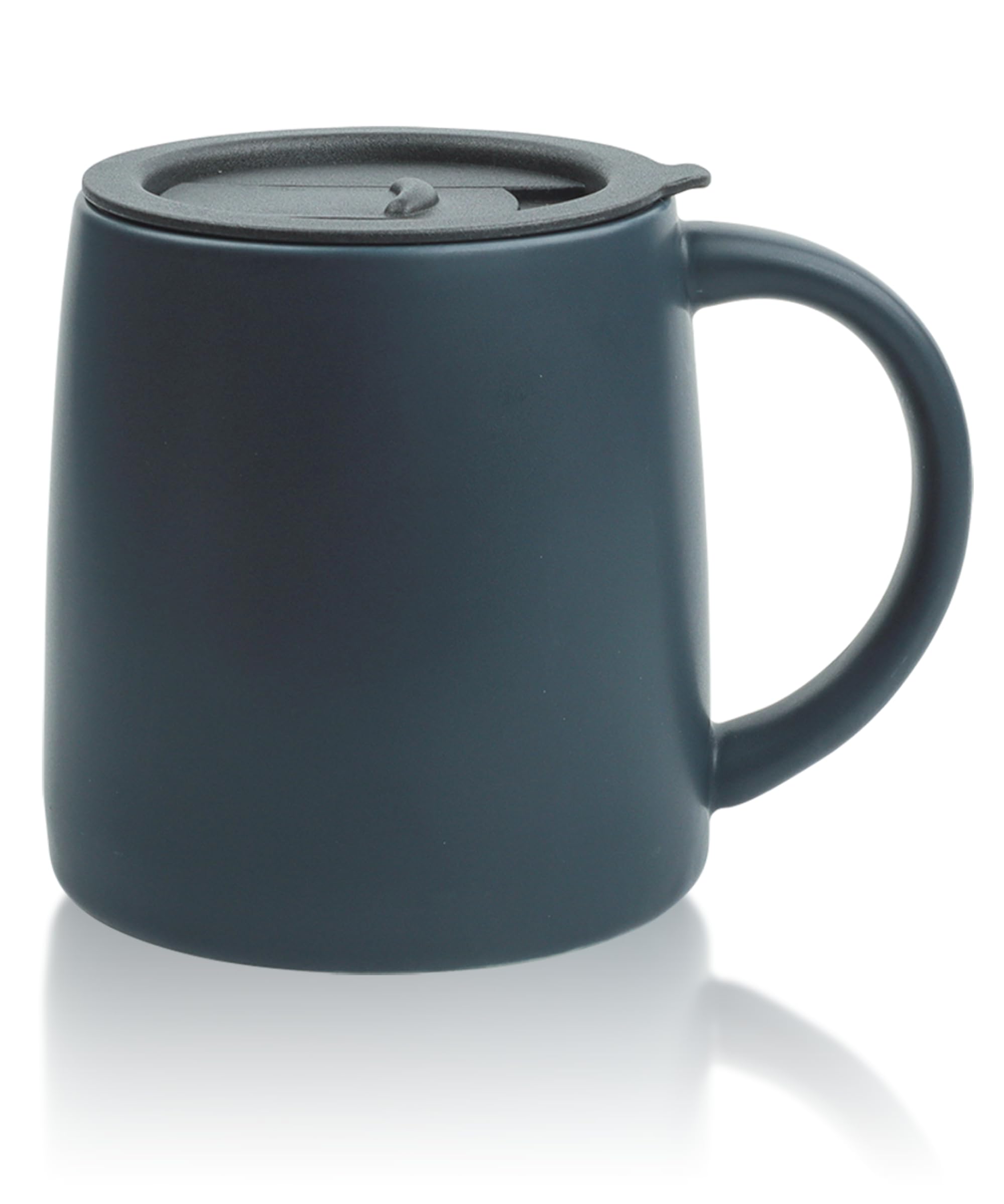LINVIA Classic Mug 14 oz Large Coffee Mug with Handle Ceramic Porcelain Tea Cup Smooth Matte Sliding Lid