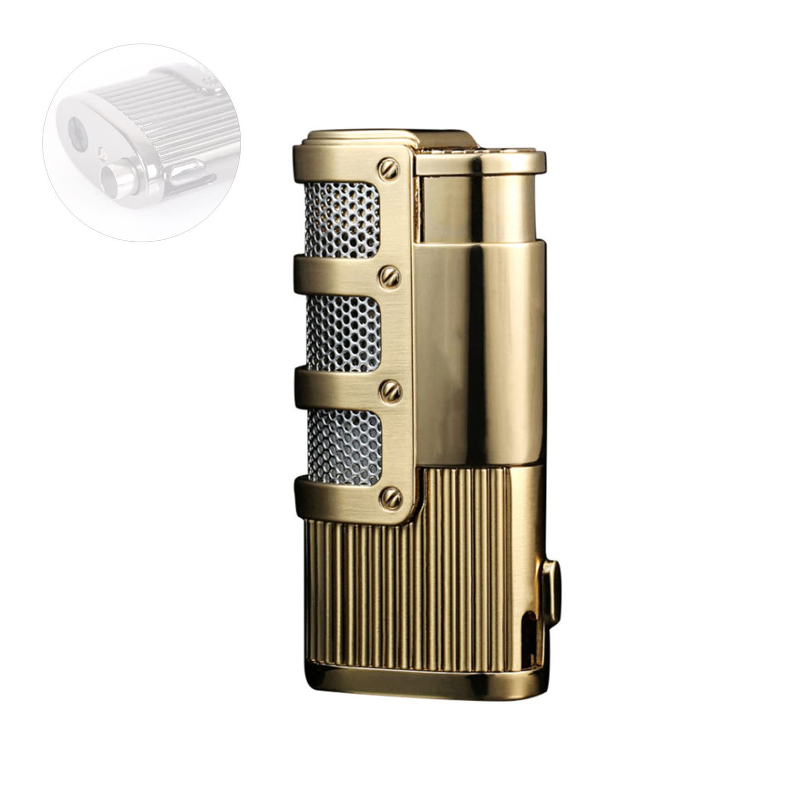 Briquet Torche Rechargeable Triple Jet Bleu Flamme Briquet Butane Réglable Coupe-Vent Allume-Cigare Accessoires Fumeurs Gadgets pour Hommes