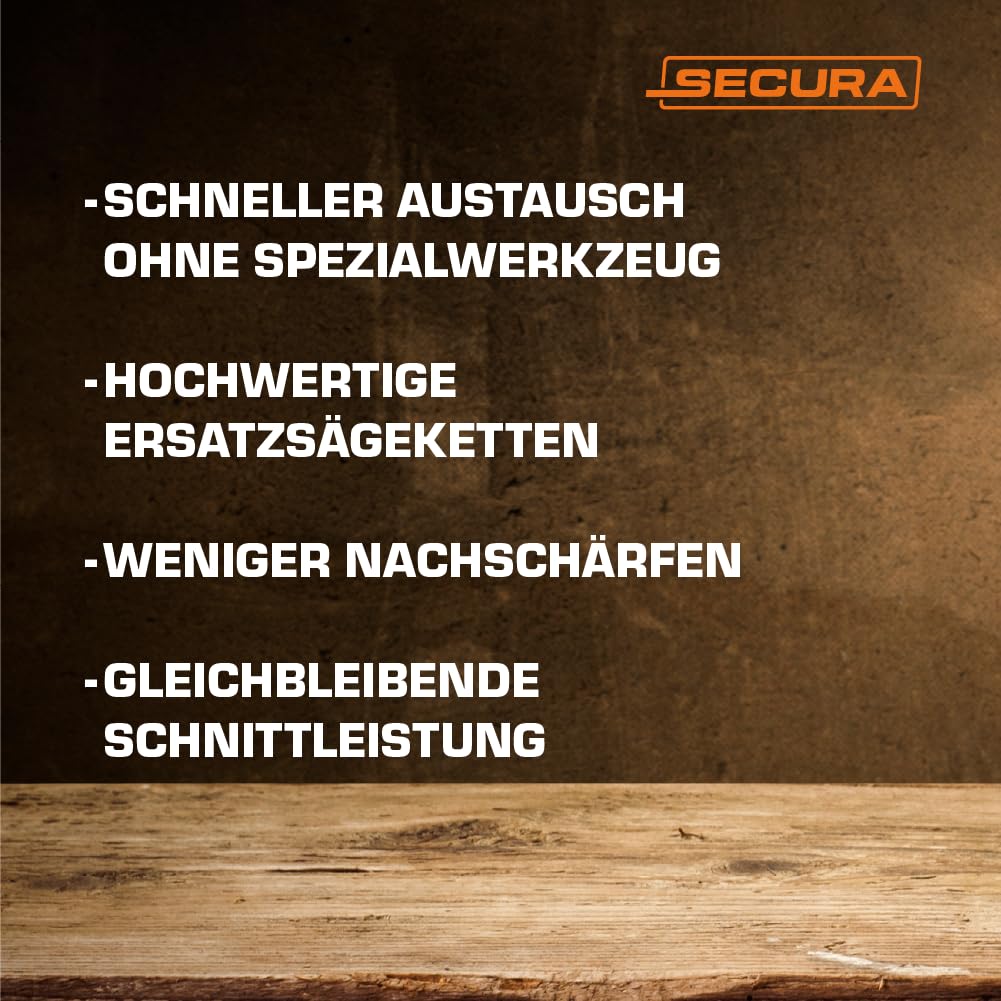 4x Sägekette Halbmeißel + Führungsschiene 35 cm | 3/8LP-1,3-50 | Kompatibel mit Stihl MS170 MS180 017 018 | Motorsägen Ersatzkette Set | SECURA
