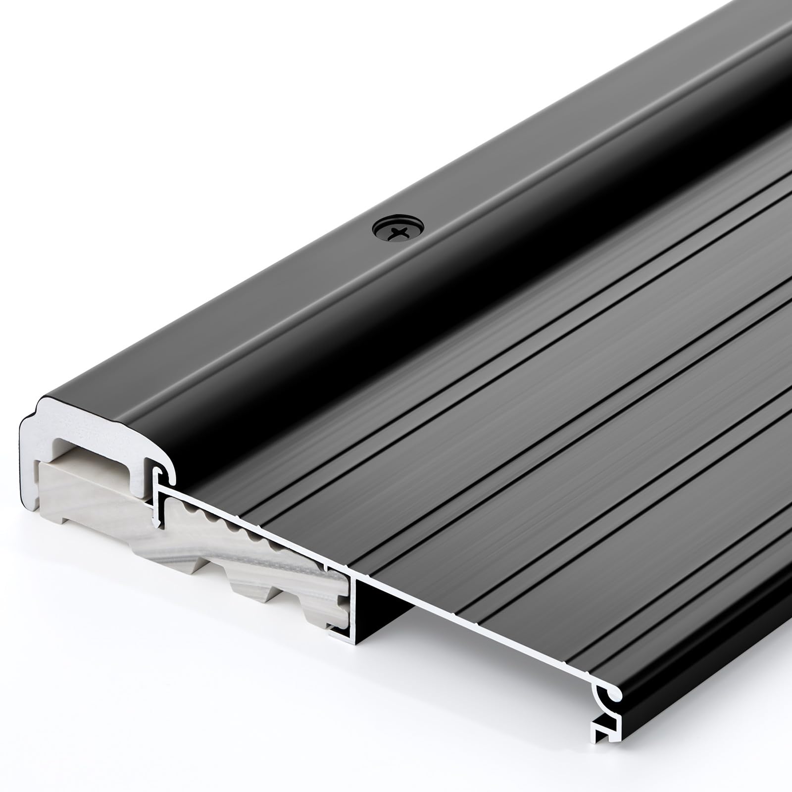 Blulu 6 9/16" Wide X 36" Aluminum Exterior Door Threshold Swing Threshold Heavy Duty Aluminum Door Sill Pan for Weatherproof &amp; Easy Install for Residential/Commercial Use (Black,1 Pcs)