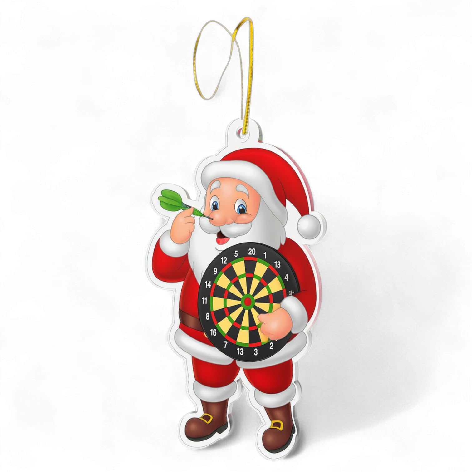 Pack of 6x Christmas Tree Jolly Santa Darts Ornaments 70mm | Complete with Hanging Cord | Bulk Buy Combo Deal | Made from 6mm Thick Printed Acrylic | Full Colour Double Sided Print