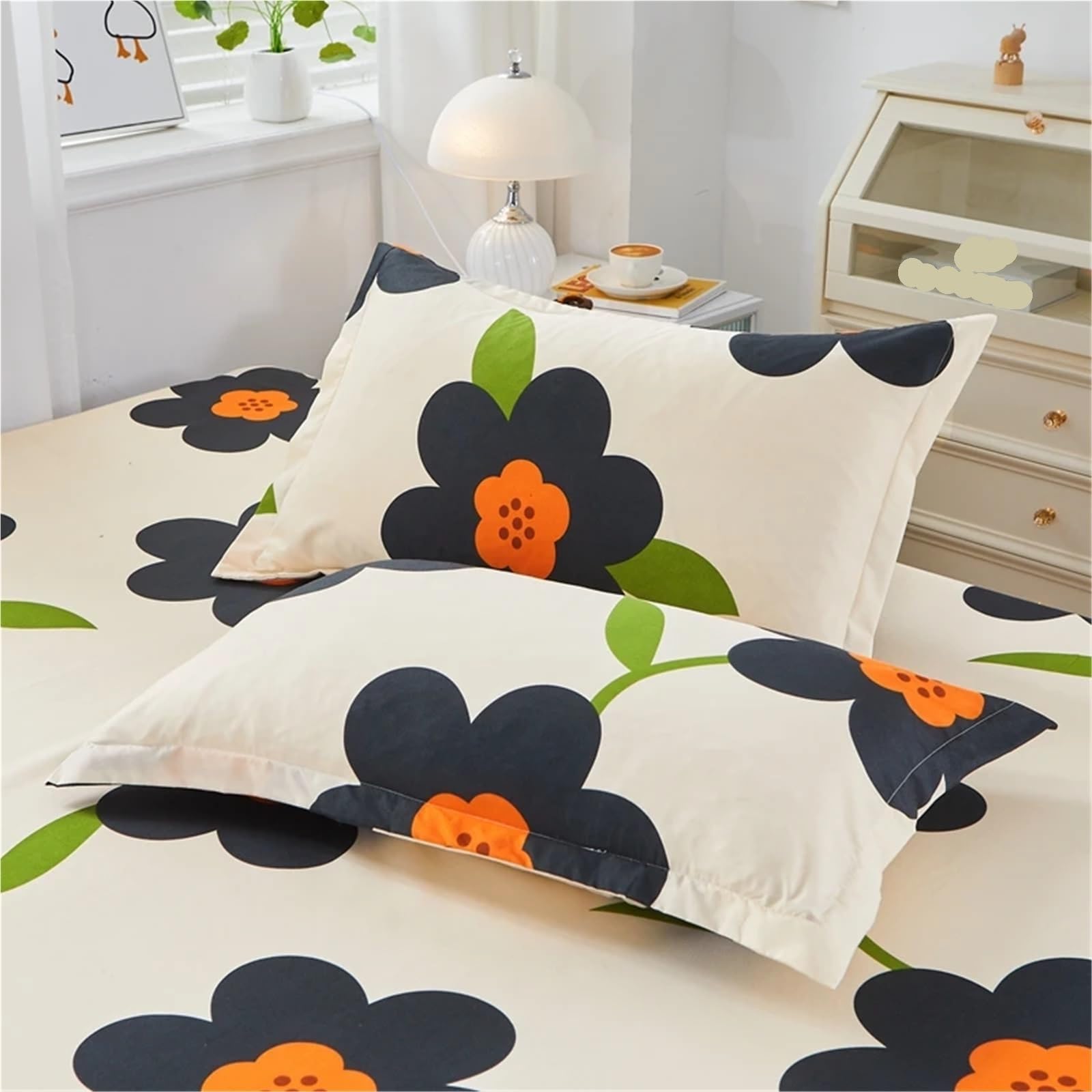 Vestiletto Matrimoniale Copriletto con volant 1 pezzo lenzuolo stampato floreale elastico 180x220 dimensioni gonna (federa da ordinare)(B,1 pc skirt 120x200cm)