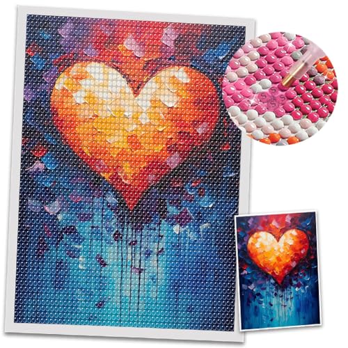 COGNOO Bedroom Diamond Art Painting for Couples,Two Hearts in Bright Colors,use of Palette,Vibrant Stage backdrops,Colorful Abstract Diamond Art Painting,Romantic Emotivity,