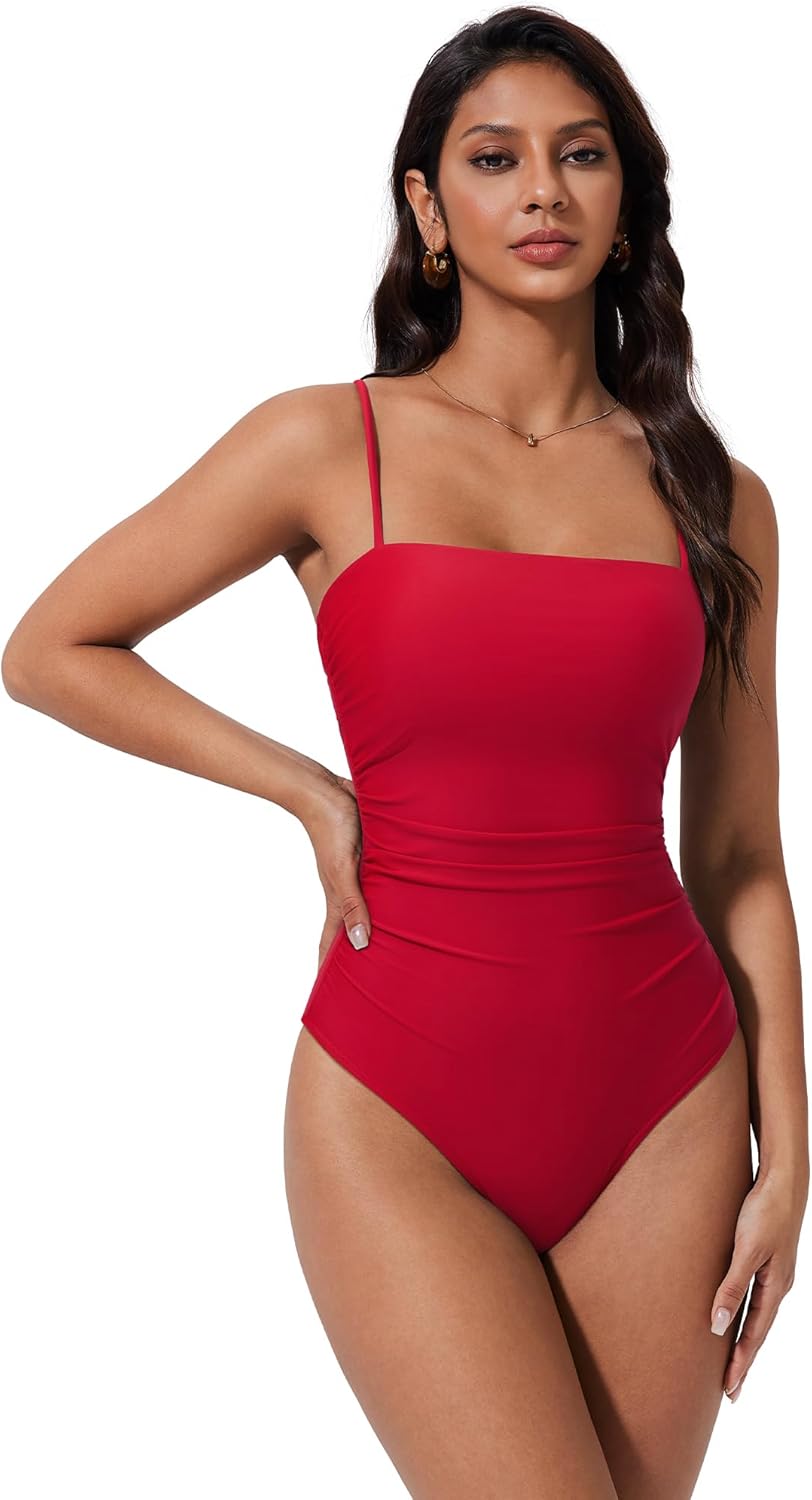 SUUKSESS Women Sexy One Piece Swimsuit Tummy Control Square Neck Bathing Suit - Image 4