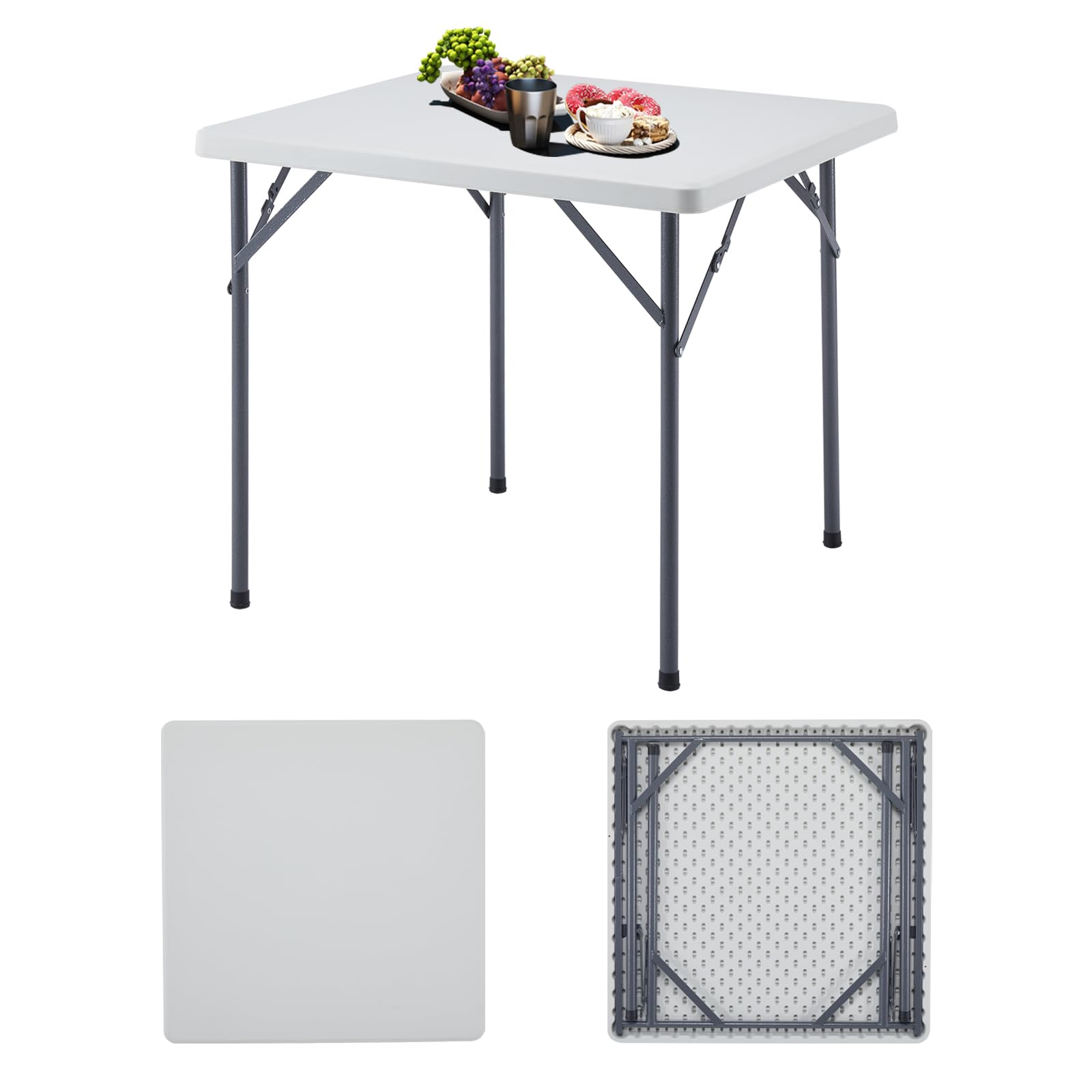 BOOSDEN 32 Inch Square Folding Table, Lightweight Folding Card Table,  Indoor Outdoor Portable Utility Foldable Tables, Collapsible Legs Plastic  Table