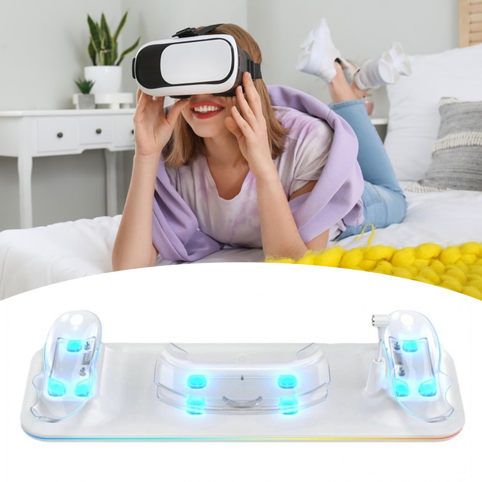 Asixxsix Dock di Ricarica per Visori VR, Caricabatterie per Controller VR con Durata Prolungata della Batteria Dal Design Magnetico, Stazione di Ricarica con Illuminazione RGB e Materiale ABS per