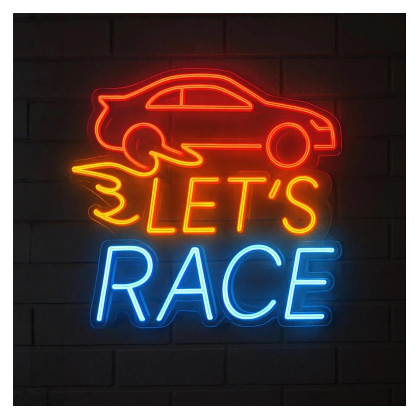SHOUXI Sign Lamp Let's Race Neon Sign for Party,Gym,Fitness Club,Game Room Decor Atmosphere Wall Decoration Dimmable 40cm