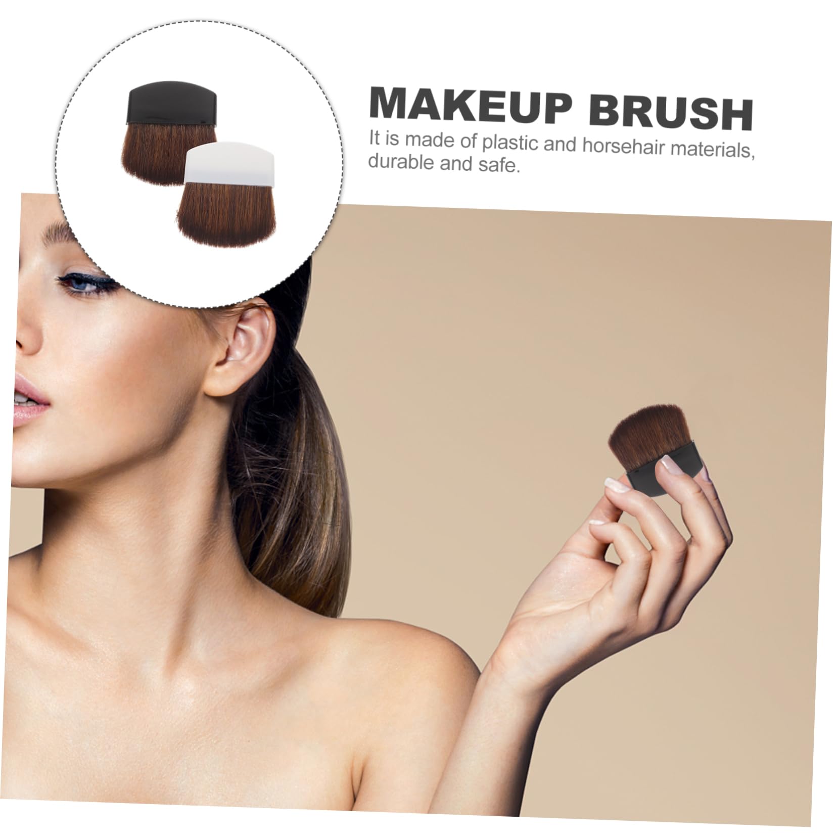 PACKOVE Pennello Blush Professionale in Plastica e Setola di Cavallo 2 Pezzi Portatile e Non Facile da Cadere, per Trucco Viso Quotidiano