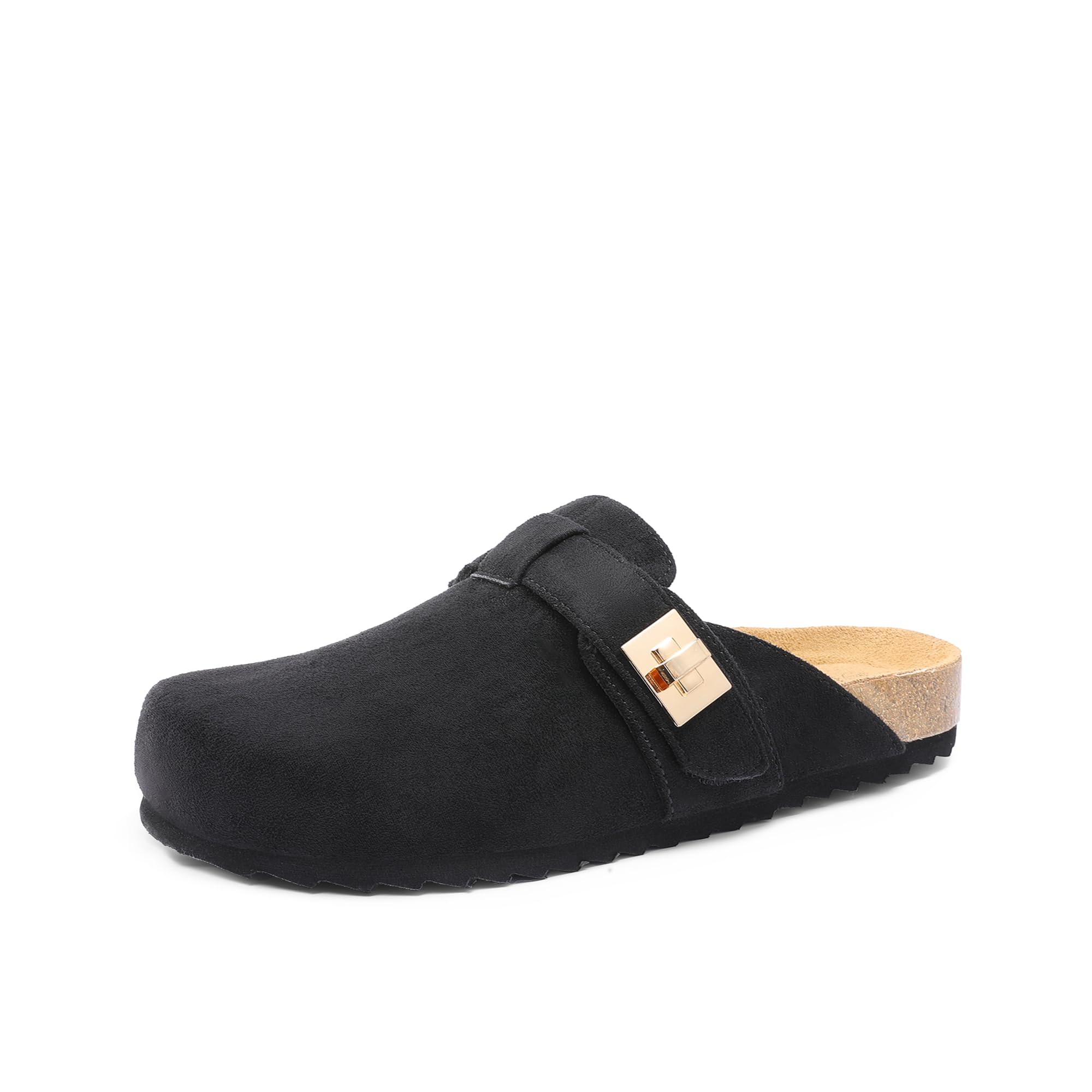 DREAM PAIRS Women's Suede Clogs for Women Mules Cork Footbed Work Shoes with Arch Support,Size 8,Apricot,SDML2406W