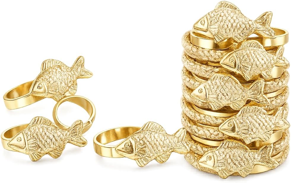 Alpha Living Home Gold Metal Napkin Rings, Set of 12