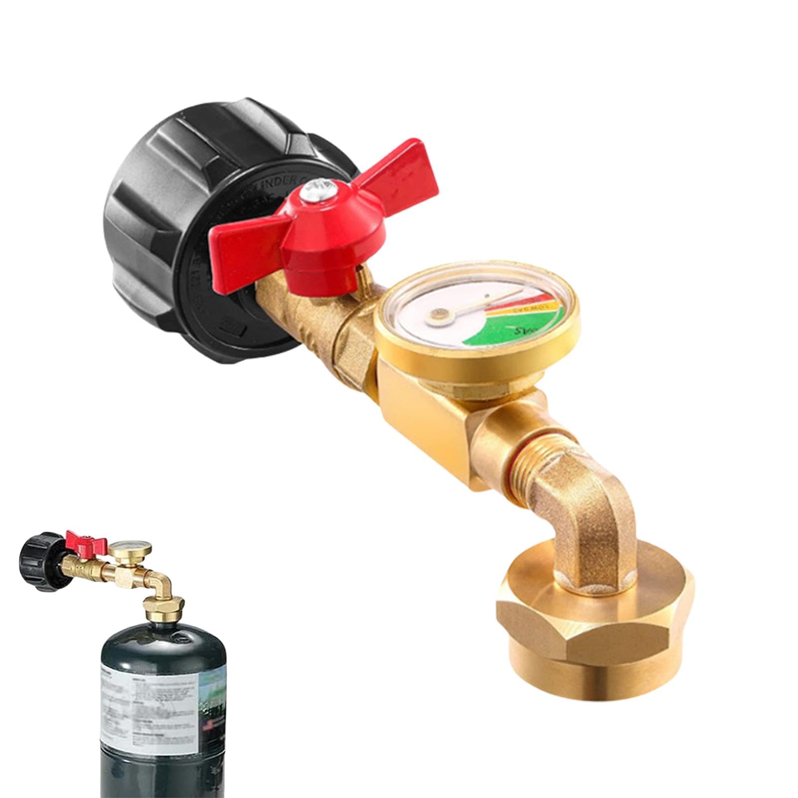 Adaptateur de valve de réservoir de propane usiné en laiton massif avec manomètre de précision