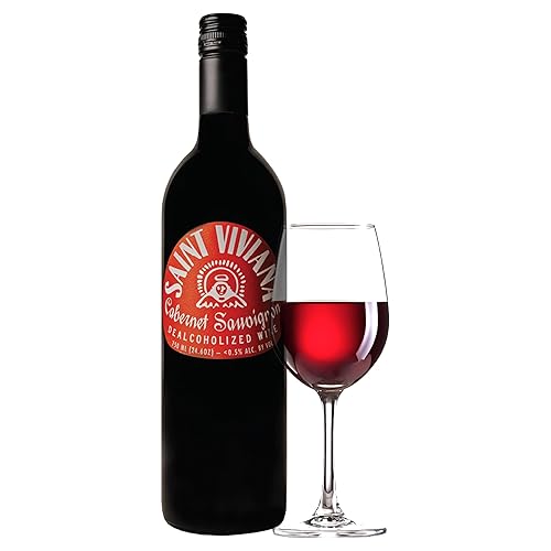 Saint Viviana Cabernet Sauvignon sin alcohol, vino tinto sin alcohol, sin gluten, bajo en azúcar, cero prueba, vino desalcoholizado de California,