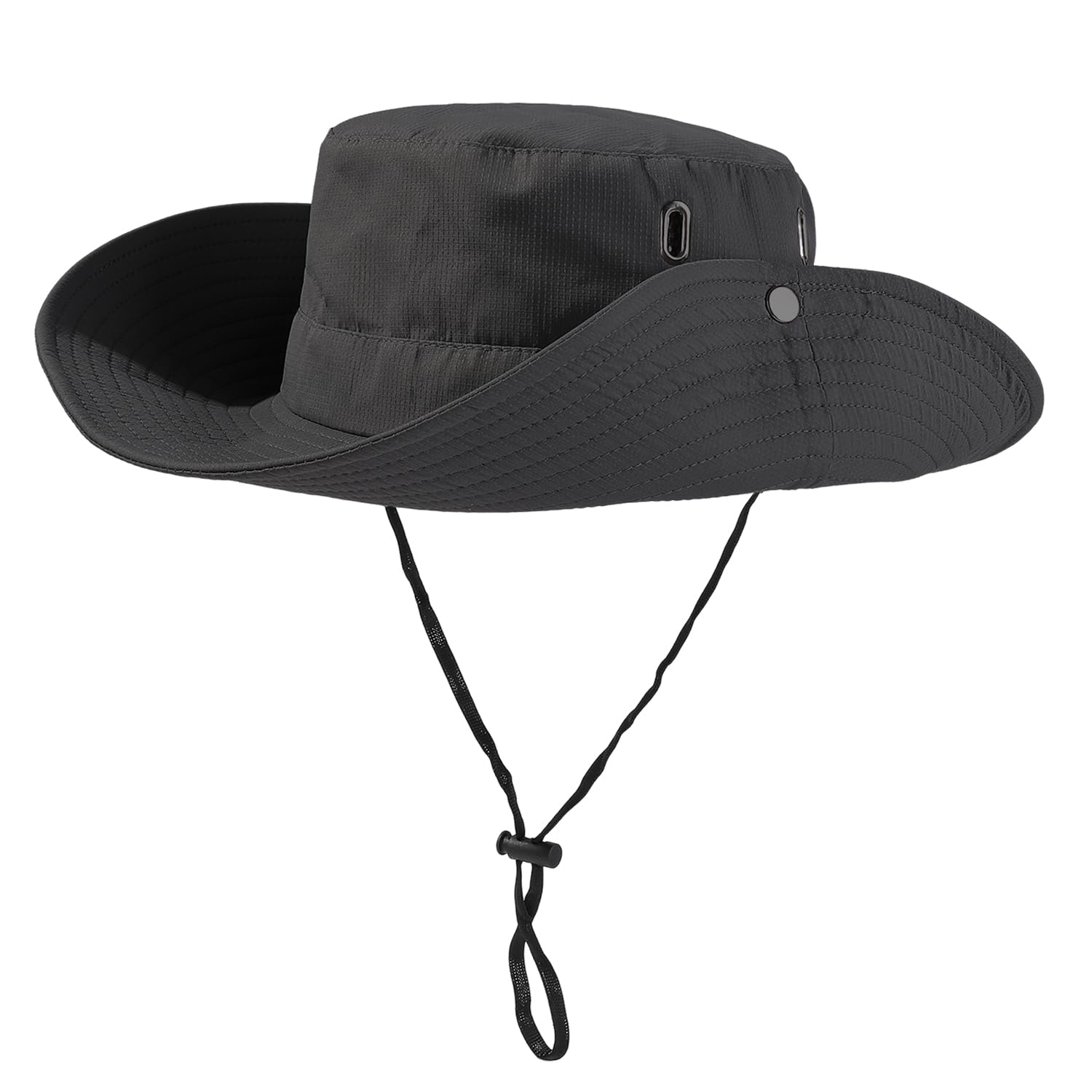 CRAZY SHARK Bucket Hat, Wide Brim Summer Hats for Men, Beach Hat Safari Boonie Hat Foldable Fishing Hat with Breathable Mesh and Adjustable Chin Strap, Summer Bucket Hat for Fishing, Hiking Black