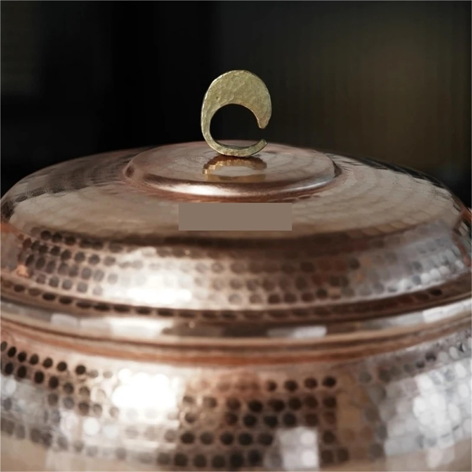 Hammered Kupfertopf Handgefertigter runder Nudeltopf aus reinem Kupfer, mit Deckel, Hammerstruktur, 18 cm, Picknick, Pfannengeschirr flachem Boden und Griff