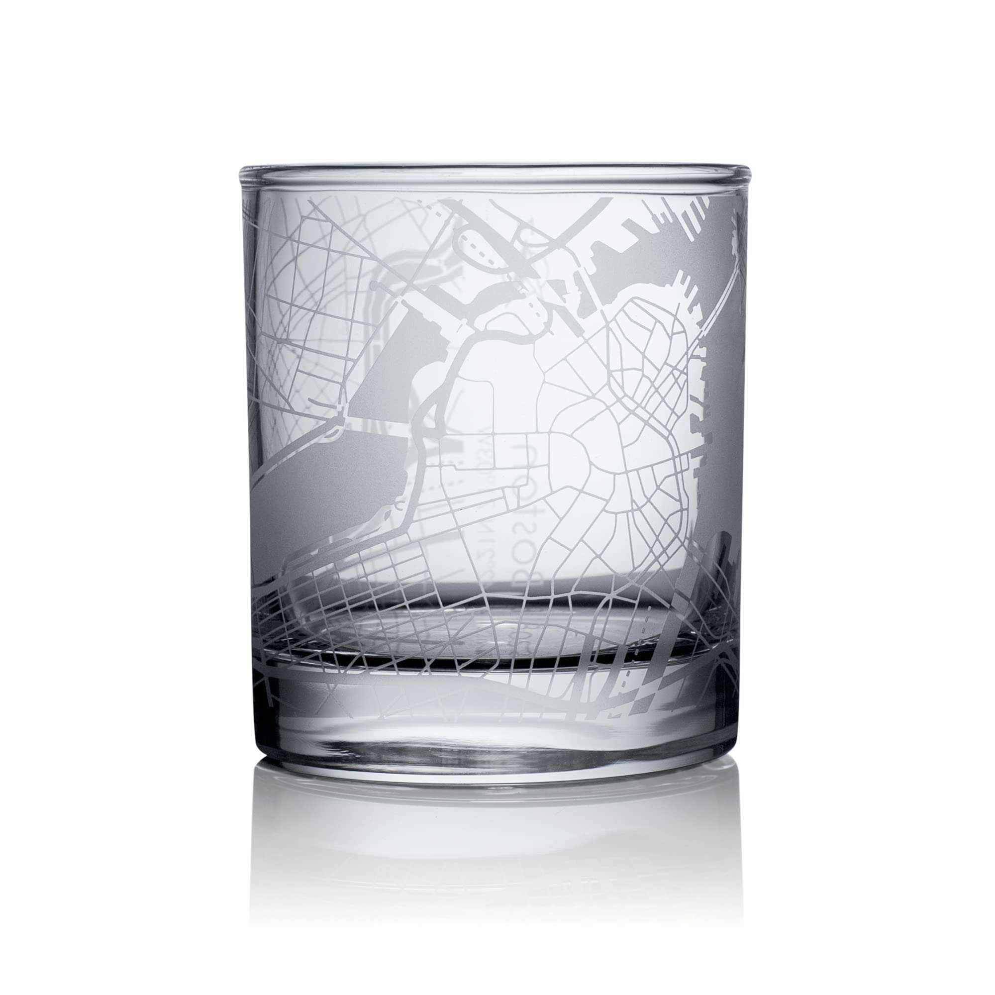 O3 DESIGN STUDIO Boston City Map Whiskey Glass, Unique Gift, 10.5 oz