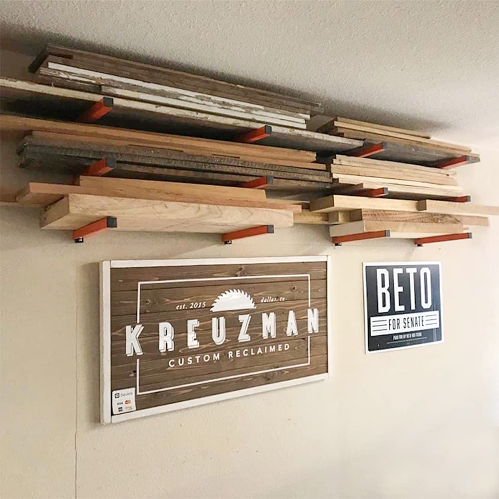 Eg Orange Heavy Duty Steel Wood Timber Rack Shelf Storage System Workshop Wall Mounted