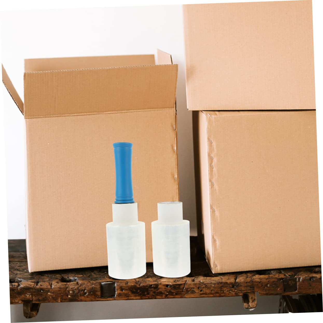 KICHOUSE 1 Set Handle Film Self- Adhesive Stretch Wraps Moving Packaging Film Cling Mini Hand Stretch Clipboard with Storage Heavy Duty Stretch Film Stretch for Packaging Clear Plastic