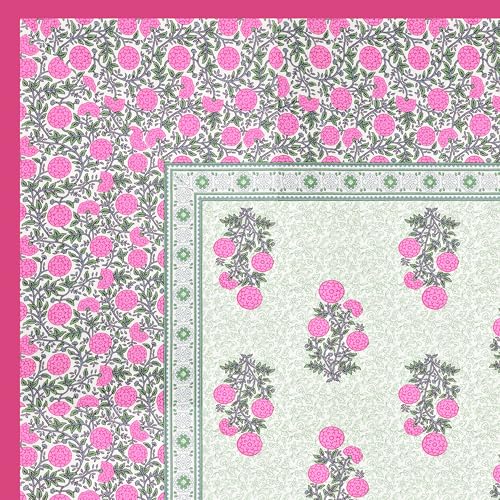 Image of RajasthaniKart Pure Cotton 240 TC Printed Double /King Bed Elastic Fitted Bedsheet with 2 Pillow Covers - All Around Elastic | 72 inchx78 inch, Fits Up to 8 inch Mattress | Pink Booty