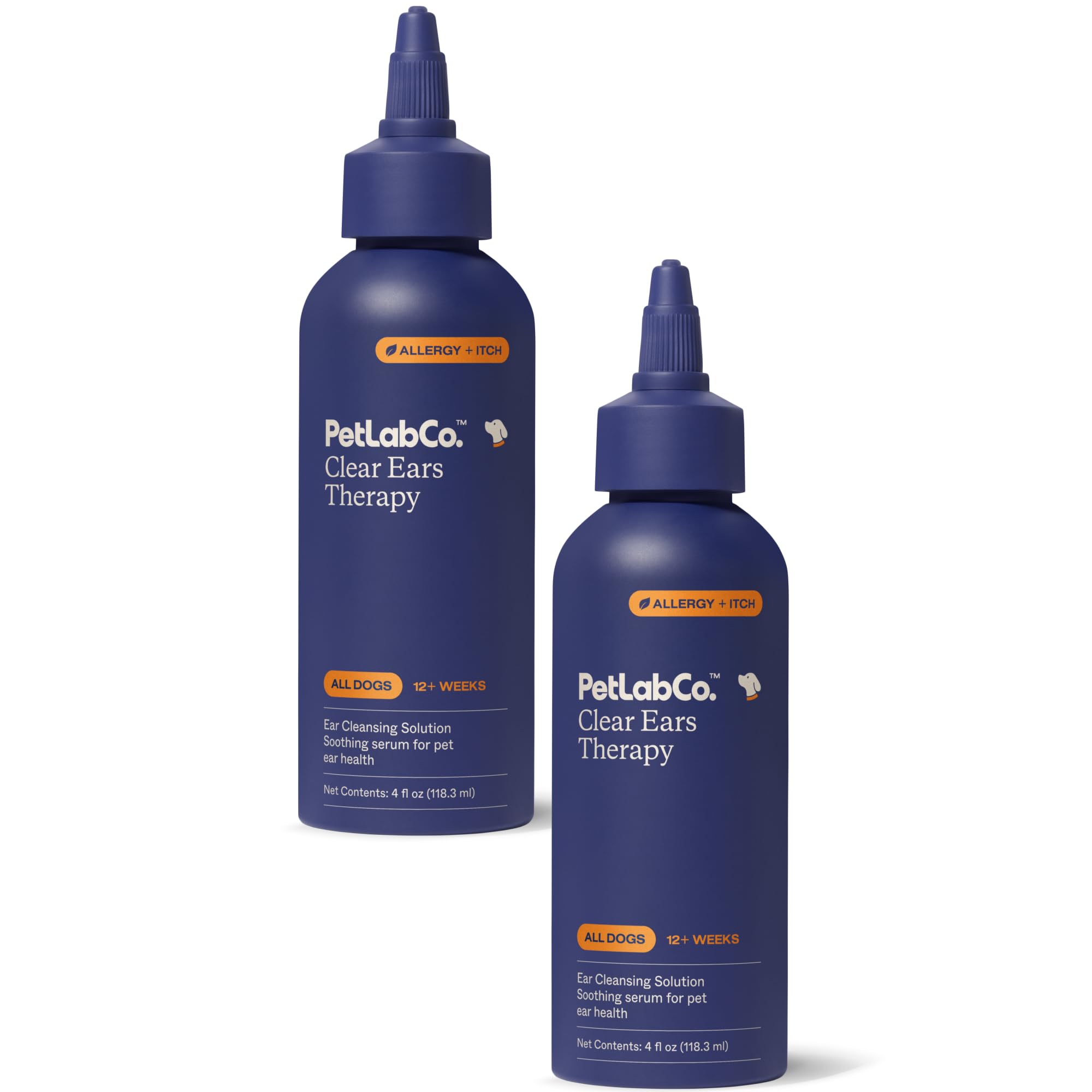 PetLab Co. Clear Ears Therapy Ear Cleaner for Dogs - Supporting Yeast, Itchy Ears & Healthy Ear Canals - Alcohol-Free Dog Ear Wash - Optimized Dog Ear Cleaner Solution - 4 oz. Pack of 2