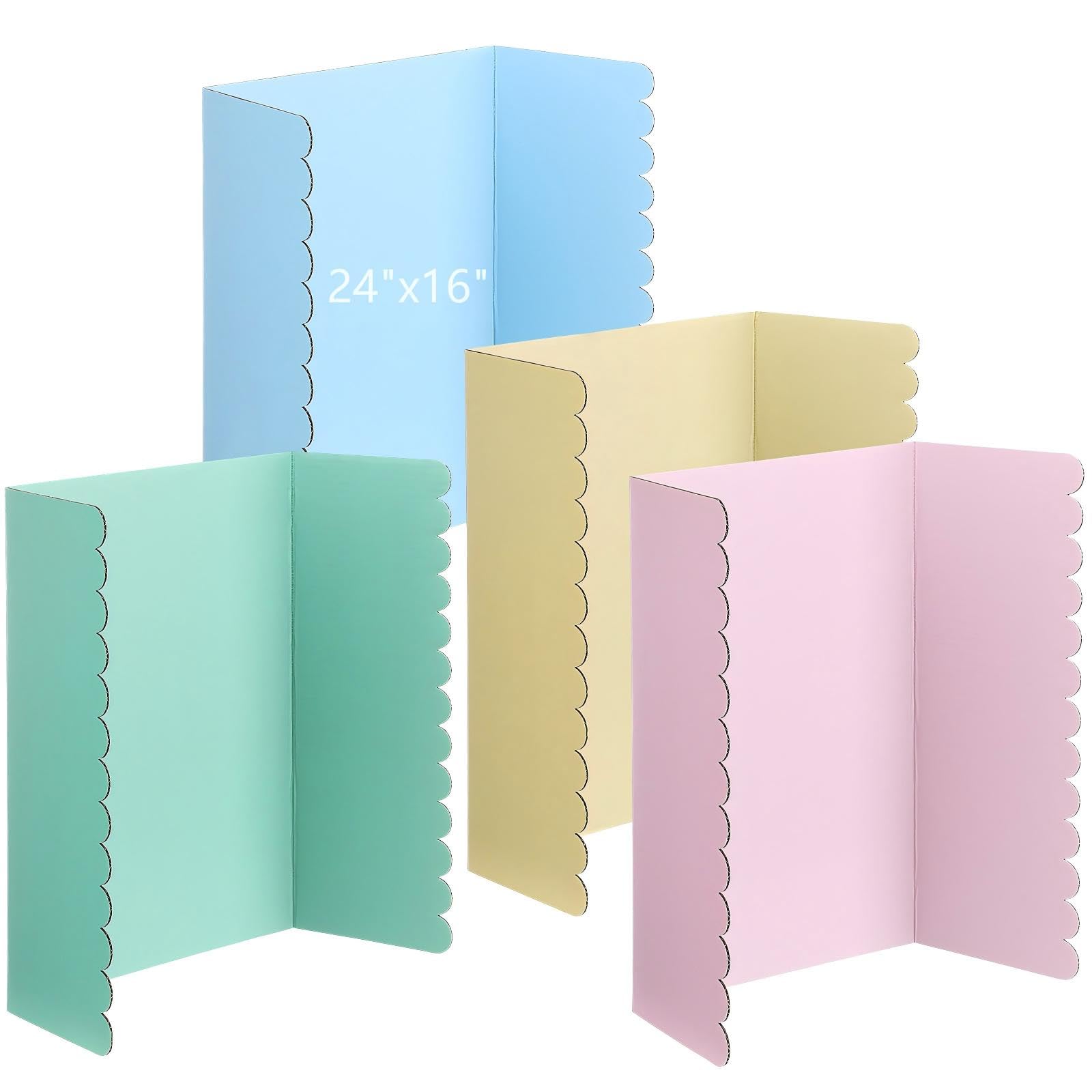 Mooliwe 24" X 16" 4 Pack Scalloped Trifold Poster Board, Macaron