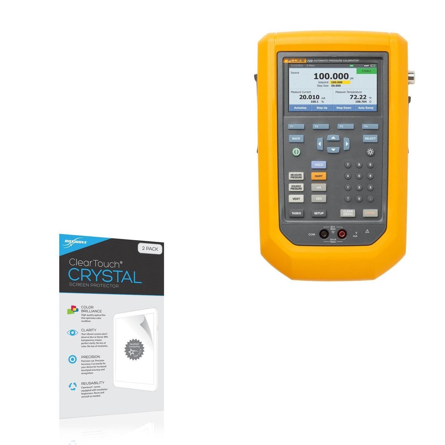 BoxWave Screen Protector Compatible with Fluke 729 Pro - ClearTouch Crystal (2-Pack), HD Film Skin - Shields from Scratches