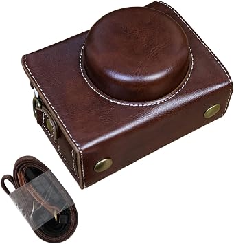 Rieibi ZV1F Case - Vintage PU Leather Camera Case for Sony ZV1F ZV-1F/ZV-1M2/ZV-1 Mark II Vlog Camera - ZV-1 II Protective Case - Coffee